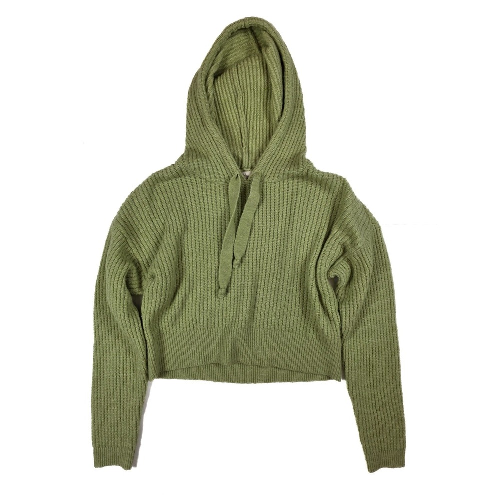 Chelsea & Violet Green Long Sleeve Cropped Knit Sweater‎ Hoodie Women's Size M